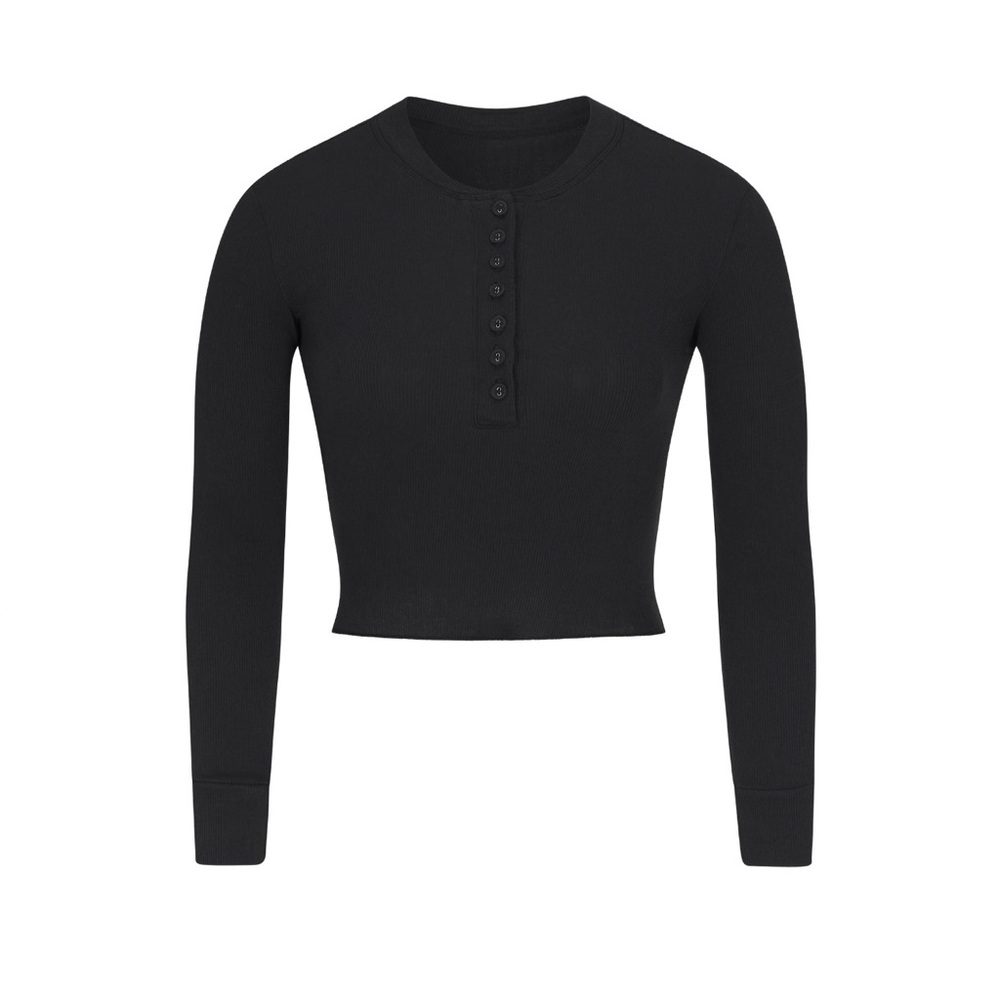 Skims Black Cropped Long Sleeve